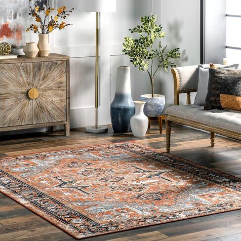 nuLOOM Sherita Distressed Persian Accent Rug, 3x5, Rust in Saudi Arabia