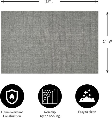 Plough & Hearth Dalton 2x3'6" سجادة موقد مقاومة للحريق | شوكولاتة | سجادة مدفأة من مزيج الصوف | حماية ديكور المنزل من الخشب الصلب والسجاد من الشرر والجمر موقد الخشب in Kuwait