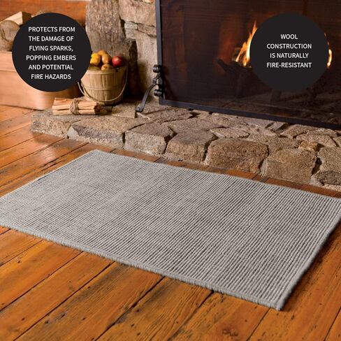 Plough & Hearth Dalton 2x3'6" سجادة موقد مقاومة للحريق | شوكولاتة | سجادة مدفأة من مزيج الصوف | حماية ديكور المنزل من الخشب الصلب والسجاد من الشرر والجمر موقد الخشب in Kuwait