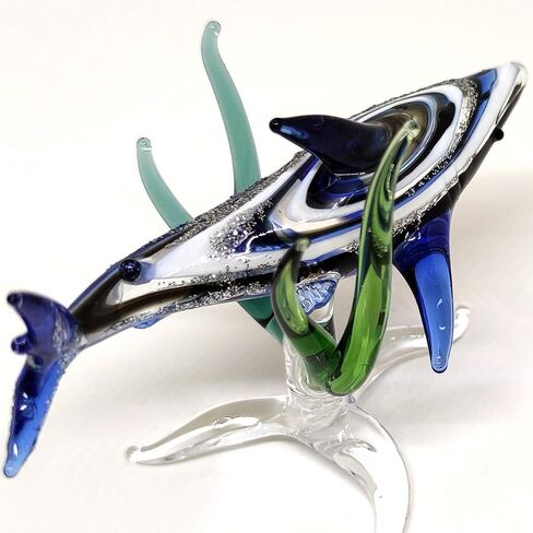 Shark W/Seaweed Miniature Figurines Animals Hand Blown Glass Art Collectible Gift Decorate (Shark W/Seaweed) in Saudi Arabia
