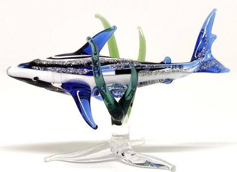 Shark W/Seaweed Miniature Figurines Animals Hand Blown Glass Art Collectible Gift Decorate (Shark W/Seaweed) in Saudi Arabia