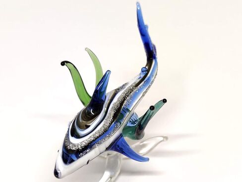 Shark W/Seaweed Miniature Figurines Animals Hand Blown Glass Art Collectible Gift Decorate (Shark W/Seaweed) in Saudi Arabia