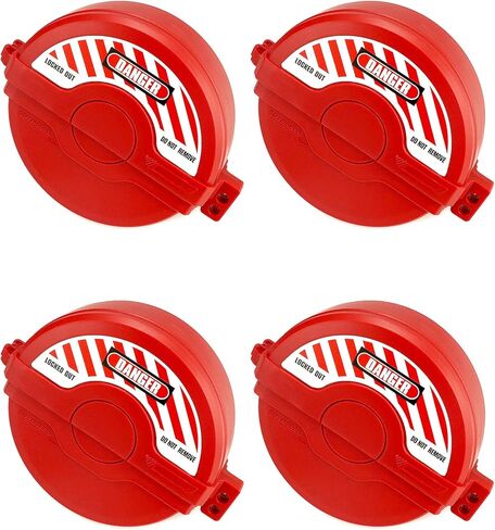 QWORK Gate Valve Lockout, Fits 2.25 to 5 Inch Valves - Pack of 4, Outdoor Faucet Locks, Gas Cylinder Lockout, Red in Kuwait