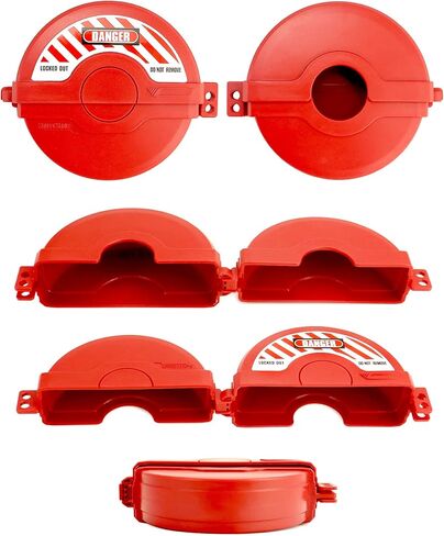 QWORK Gate Valve Lockout, Fits 2.25 to 5 Inch Valves - Pack of 4, Outdoor Faucet Locks, Gas Cylinder Lockout, Red in Kuwait