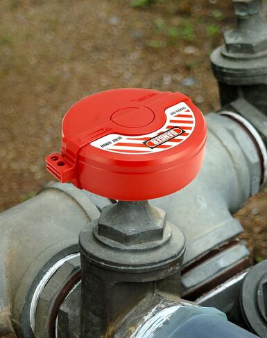 QWORK Gate Valve Lockout, Fits 2.25 to 5 Inch Valves - Pack of 4, Outdoor Faucet Locks, Gas Cylinder Lockout, Red in Kuwait