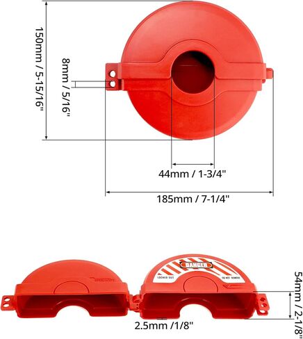 QWORK Gate Valve Lockout, Fits 2.25 to 5 Inch Valves - Pack of 4, Outdoor Faucet Locks, Gas Cylinder Lockout, Red in Kuwait