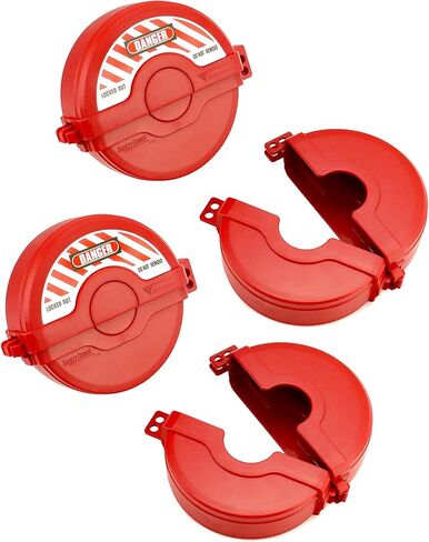 QWORK Gate Valve Lockout, Fits 2.25 to 5 Inch Valves - Pack of 4, Outdoor Faucet Locks, Gas Cylinder Lockout, Red in Kuwait