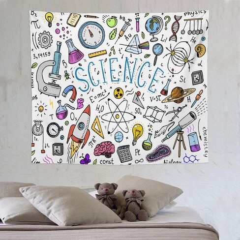 DDCBNS Math Symbols Tapestry,Funny Equations Geometry Function Print Educational Tapestry Wall Hanging Home Décor for Study Classroom Bedroom Living Room Office 40" x 30" in Saudi Arabia