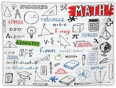 DDCBNS Math Symbols Tapestry,Funny Equations Geometry Function Print Educational Tapestry Wall Hanging Home Décor for Study Classroom Bedroom Living Room Office 40" x 30" in Saudi Arabia