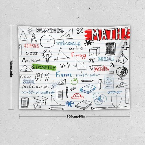 DDCBNS Math Symbols Tapestry,Funny Equations Geometry Function Print Educational Tapestry Wall Hanging Home Décor for Study Classroom Bedroom Living Room Office 40" x 30" in Saudi Arabia