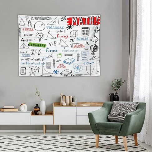 DDCBNS Math Symbols Tapestry,Funny Equations Geometry Function Print Educational Tapestry Wall Hanging Home Décor for Study Classroom Bedroom Living Room Office 40" x 30" in Saudi Arabia
