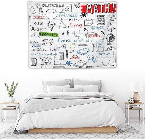 DDCBNS Math Symbols Tapestry,Funny Equations Geometry Function Print Educational Tapestry Wall Hanging Home Décor for Study Classroom Bedroom Living Room Office 40" x 30" in Saudi Arabia