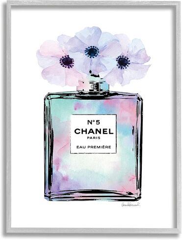 Stupell Industries Purple Flower Perfume Glam Fashion Design, Designed by Amanda Greenwood Art, 10 x 0.5 x 15, Wall Plaque in Saudi Arabia