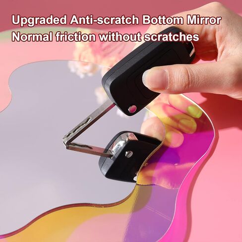 SLDIYWOW Anti-Scratch Rainbow Acrylic Mirror Irregular Wavy Mirror Flower Aesthetic Vanity Mirrors Removable Mirror Wall Sticker Decal Retro Mirror for Living Room Wall Decor Photo Booth Prop in Saudi Arabia