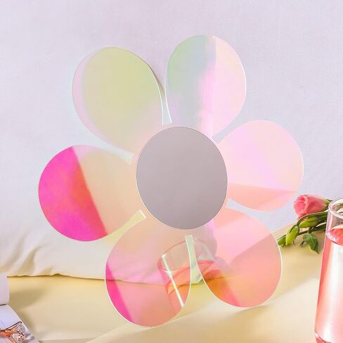 SLDIYWOW Anti-Scratch Rainbow Acrylic Mirror Irregular Wavy Mirror Flower Aesthetic Vanity Mirrors Removable Mirror Wall Sticker Decal Retro Mirror for Living Room Wall Decor Photo Booth Prop in Saudi Arabia