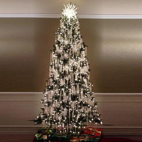 Large Glass Icicle Ornaments for Christmas Tree 7", 5.5", 3.5" (Set of 24) Bulk Christmas Icicle Ornaments Elegant Crystal Look Hanging Decorations by 4E's Novelty in Saudi Arabia