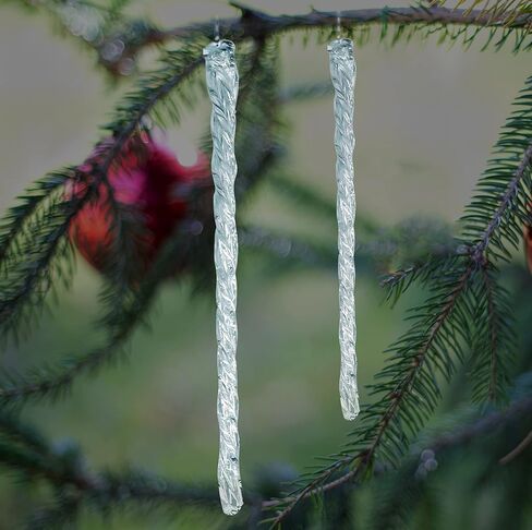 Large Glass Icicle Ornaments for Christmas Tree 7", 5.5", 3.5" (Set of 24) Bulk Christmas Icicle Ornaments Elegant Crystal Look Hanging Decorations by 4E's Novelty in Saudi Arabia