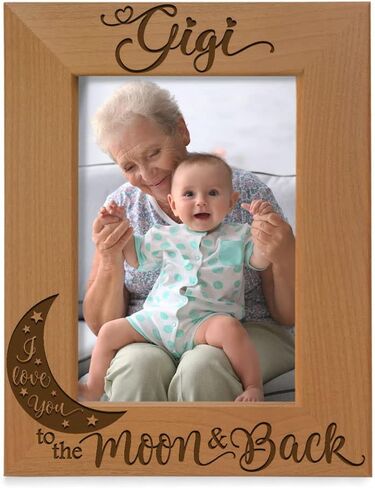 KATE POSH GIGI, I Love you to the Moon and Back, Engraved Natural Wood Picture Frame, Grandparent's Day Gifts, Grandma Gifts, Nana Gifts (4x6-Vertical) in Saudi Arabia