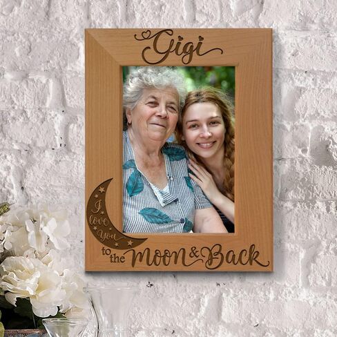 KATE POSH GIGI, I Love you to the Moon and Back, Engraved Natural Wood Picture Frame, Grandparent's Day Gifts, Grandma Gifts, Nana Gifts (4x6-Vertical) in Saudi Arabia