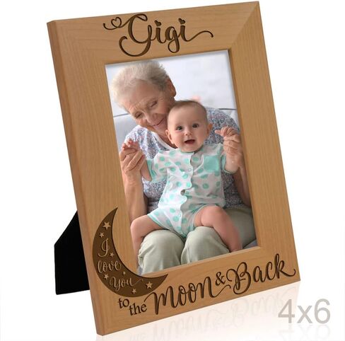 KATE POSH GIGI, I Love you to the Moon and Back, Engraved Natural Wood Picture Frame, Grandparent's Day Gifts, Grandma Gifts, Nana Gifts (4x6-Vertical) in Saudi Arabia