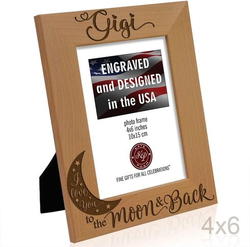KATE POSH GIGI, I Love you to the Moon and Back, Engraved Natural Wood Picture Frame, Grandparent's Day Gifts, Grandma Gifts, Nana Gifts (4x6-Vertical) in Saudi Arabia