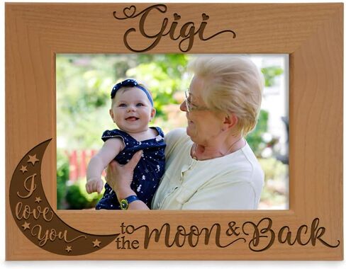 KATE POSH GIGI, I Love you to the Moon and Back, Engraved Natural Wood Picture Frame, Grandparent's Day Gifts, Grandma Gifts, Nana Gifts (4x6-Vertical) in Saudi Arabia