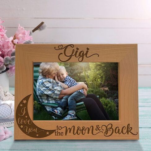 KATE POSH GIGI, I Love you to the Moon and Back, Engraved Natural Wood Picture Frame, Grandparent's Day Gifts, Grandma Gifts, Nana Gifts (4x6-Vertical) in Saudi Arabia