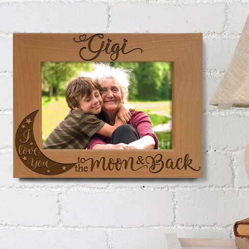 KATE POSH GIGI, I Love you to the Moon and Back, Engraved Natural Wood Picture Frame, Grandparent's Day Gifts, Grandma Gifts, Nana Gifts (4x6-Vertical) in Saudi Arabia
