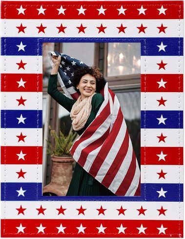 إطار صورة العلم الأمريكي من WaaHome لديكورات الرابع من يوليو، إطار صورة وطني لهدايا المواطنة الأمريكية، هدايا يوم الاستقلال للمحاربين القدامى للنساء والرجال in Kuwait