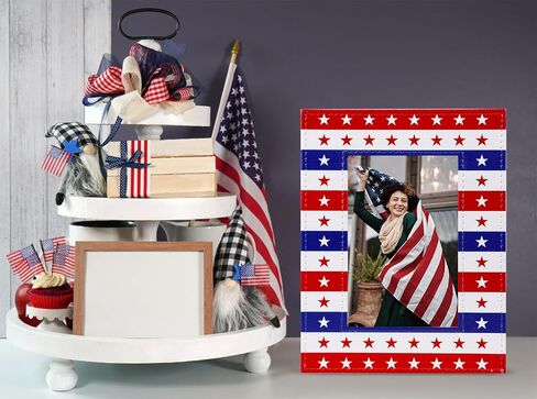 إطار صورة العلم الأمريكي من WaaHome لديكورات الرابع من يوليو، إطار صورة وطني لهدايا المواطنة الأمريكية، هدايا يوم الاستقلال للمحاربين القدامى للنساء والرجال in Kuwait