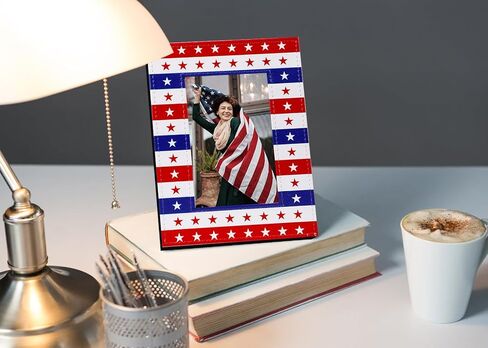 إطار صورة العلم الأمريكي من WaaHome لديكورات الرابع من يوليو، إطار صورة وطني لهدايا المواطنة الأمريكية، هدايا يوم الاستقلال للمحاربين القدامى للنساء والرجال in Kuwait
