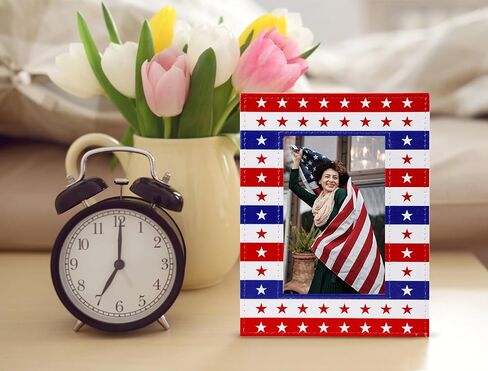 إطار صورة العلم الأمريكي من WaaHome لديكورات الرابع من يوليو، إطار صورة وطني لهدايا المواطنة الأمريكية، هدايا يوم الاستقلال للمحاربين القدامى للنساء والرجال in Kuwait