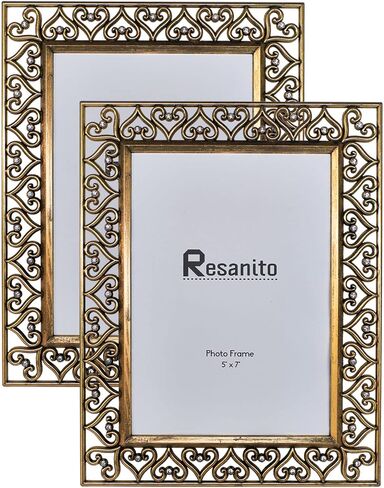 5x7 Metal Picture Frames(2 Pack), Gift Photo Frame with High Definition Glass, Love Heart Style Profile Display Photos for Wall or Tabletop for Home Office Hotel, Ancient Silver in Saudi Arabia