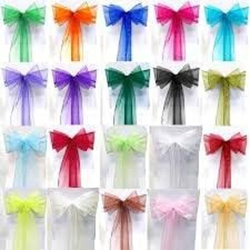 Chair Sashes Ties -Chair Ribbons- Bows for Wedding-Banquet Party Christmas and Events Decoration-(Multicolor-Pack-20) in Saudi Arabia