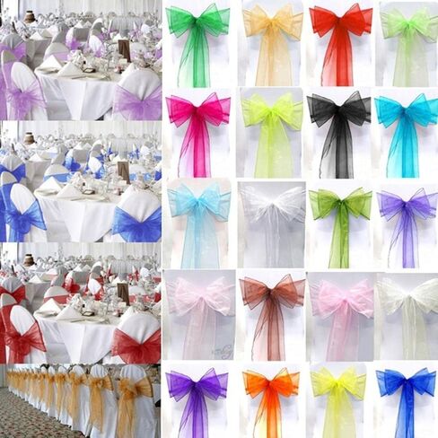 Chair Sashes Ties -Chair Ribbons- Bows for Wedding-Banquet Party Christmas and Events Decoration-(Multicolor-Pack-20) in Saudi Arabia