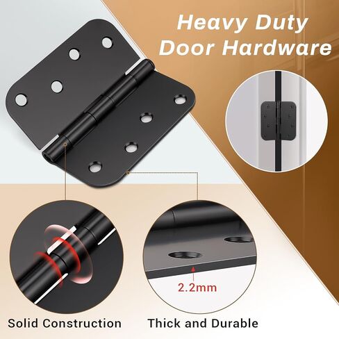 KNOBWELL 3 Pack Black Door Hinge 4 inch, Exterior and Interior Door Hinges for Residential, Entry Way, Gate Door and Garage in Saudi Arabia
