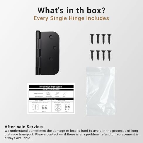 KNOBWELL 3 Pack Black Door Hinge 4 inch, Exterior and Interior Door Hinges for Residential, Entry Way, Gate Door and Garage in Saudi Arabia