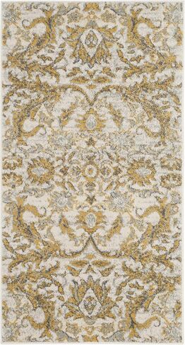 سجادة منطقة SAFAVIEH Evoc Collection - 8 × 10 بوصة، عاجي وذهبي، تصميم شرقي أنيق، لا يتساقط ويسهل العناية به، مثالي للمناطق ذات حركة المرور العالية في غرفة المعيشة وغرفة النوم (EVK238S) in Saudi Arabia