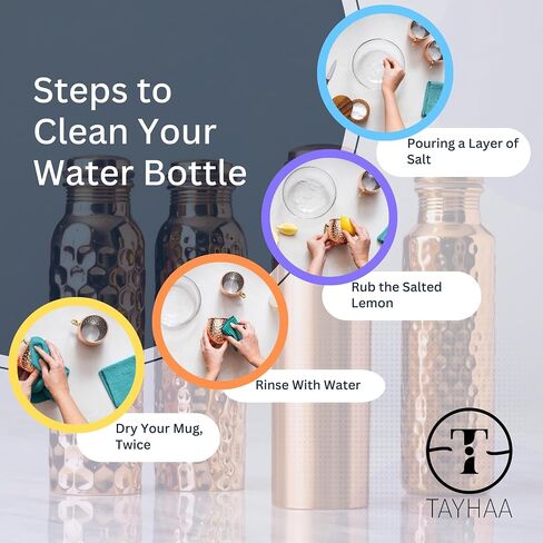 Pure Copper Metal Water Bottle - 32 oz - Traditional Indian Hand-Crafted Ayurveda Healing Drinking Water Bottle for Travel, Hiking, Gym, Office, Outdoor - Antique Finish in Saudi Arabia