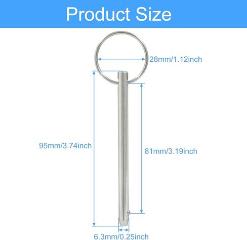 Quick Release Pins, Diameter 1/4"(6.3mm) Bimini Top Pin, Usable Length 3.7"(95mm), Full 316 Stainless Steel Marine Hardware for Shipbuilding Ship outfitting(4Pack) in Saudi Arabia