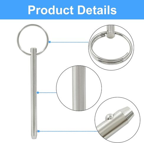 Quick Release Pins, Diameter 1/4"(6.3mm) Bimini Top Pin, Usable Length 3.7"(95mm), Full 316 Stainless Steel Marine Hardware for Shipbuilding Ship outfitting(4Pack) in Saudi Arabia