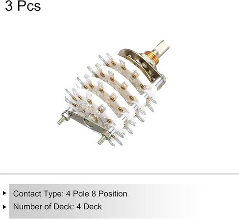 MECCANIXITY 4P8T Rotary Switch 4 Pole 8 Position Band Selector 4 Deck for TV Radio Home Machine 3 Pcs in Saudi Arabia