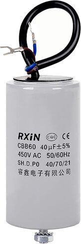 CBB60 Run Capacitor 50uF 450V AC 2 Wires 50/60Hz Cylinder 50x100mm (DXL) with Terminal, with M8 Fixing Stud for Washing Machine Air Compressor Water Pump Motor Refrigerators in Saudi Arabia