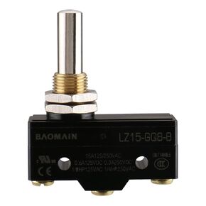Baomain Micro Limit Switch Panel Mount Long Plunger LZ15-GQ8-B Momentary 15A Micro Push Button Switch UL CE Listed