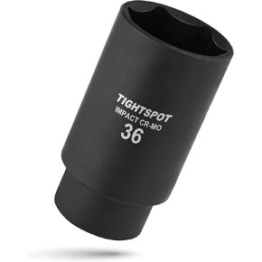 TIGHTSPOT 1/2 Inch Drive - 36 mm Deep Impact Socket with Anti-Rounding 6 Point Design, Heat-Treated CRMO Steel, Metric