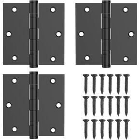304 Stainless Steel Door Hinges,3.5 x 3.5 Inch Ball Bearing Hinges, 3 1/2 Inch Interior Door Hinges with Square Corners, Door Hardwares (3Pack, Silver)