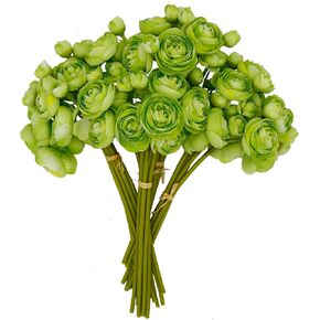 24 Pcs Mini Ranunculus Artificial Flowers with Real Touch Stems 11.5", Silk Flowers Arrangements for Home Decor Indoor (White)