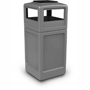 Commercial Zone 38-Gallon Square Waste Container with Ashtray Dome Lid Color: Gray