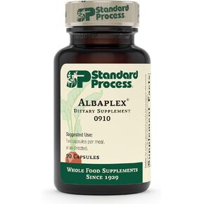 Standard Process Albaplex - Immune Support, Kidney Support, and Liver Support with Vitamin A, Vitamin C, Niacin, Vitamin B6, Oat Flour, Spanish Moss - 90 Capsules