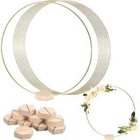 MECCANIXITY Metal Floral Hoop 12 Inch Wreath Rings Centerpiece Table Decoration Gold Tone for DIY Wedding Birthday Party Events 10 Set